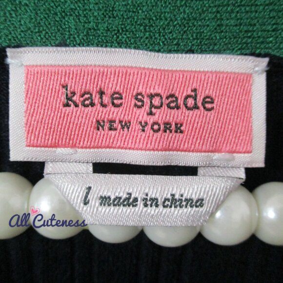 Kate Spade Navy Colorblock Short Sleeve Sweater Top Size L - Picture 5 of 10
